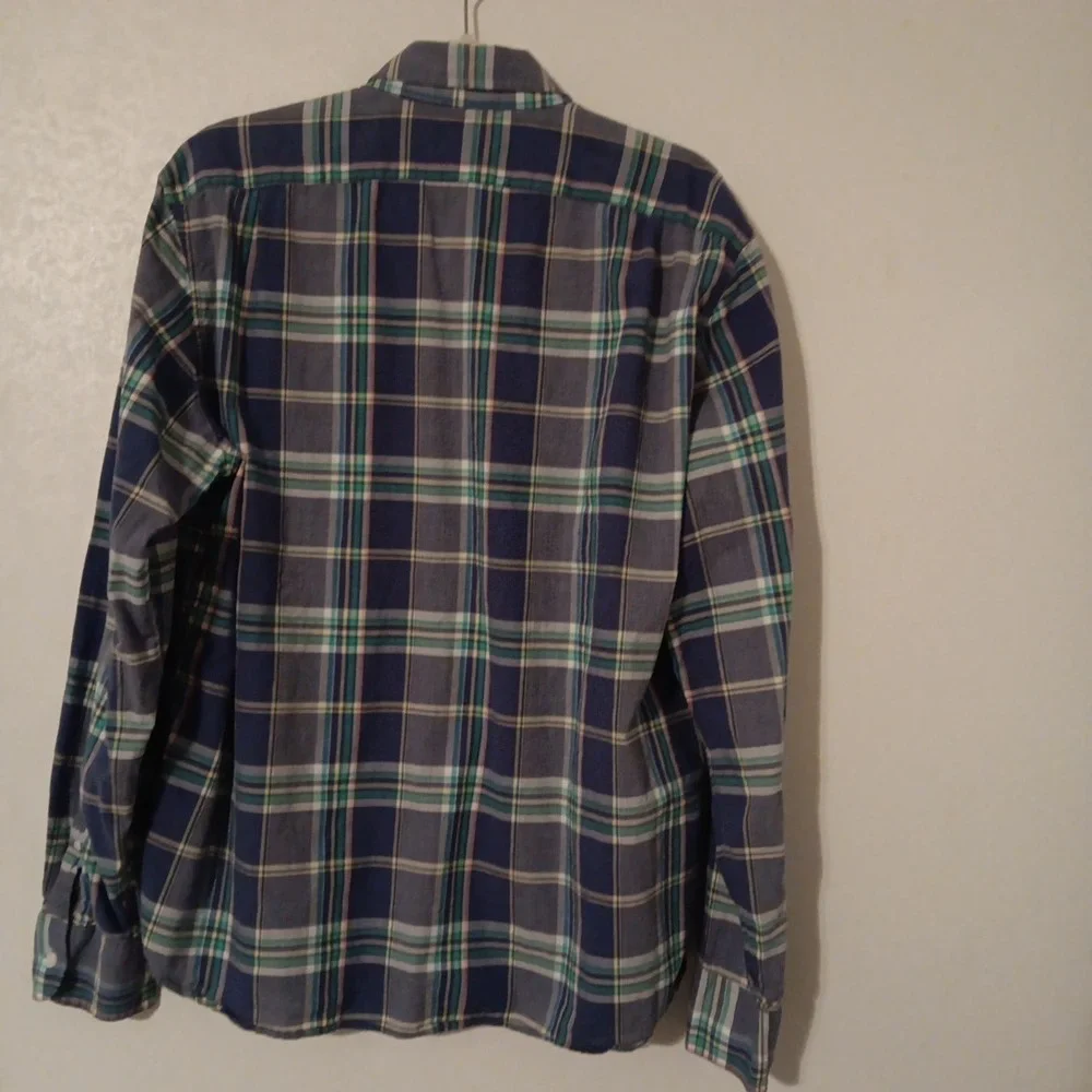 J.‎ Crew Button Down Men's Shirt Sz. XL-Slim Blue Multi-Color Plaid Light Weight